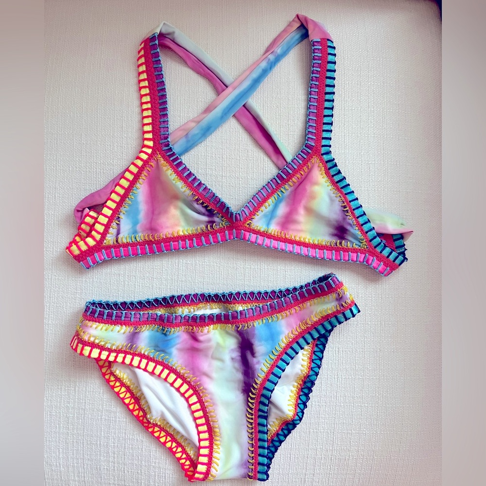 PQ kids Platinum swimwear by Solange Ferrarini Rainbow bikini - size 12